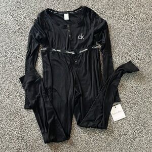 Calvin Klein Black Ribbed Pajama Set Size Small NWT